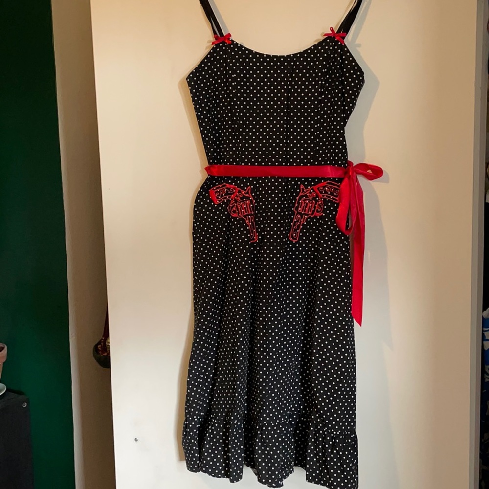 Black and white polka dot pin-up dress